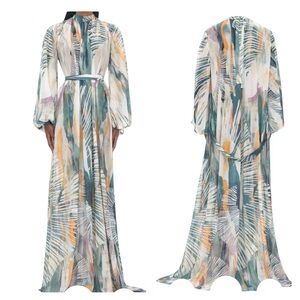 Andrea Iyamah Sade Floral Multicolor Sheer Maxi Swim Coverup S/M NWT